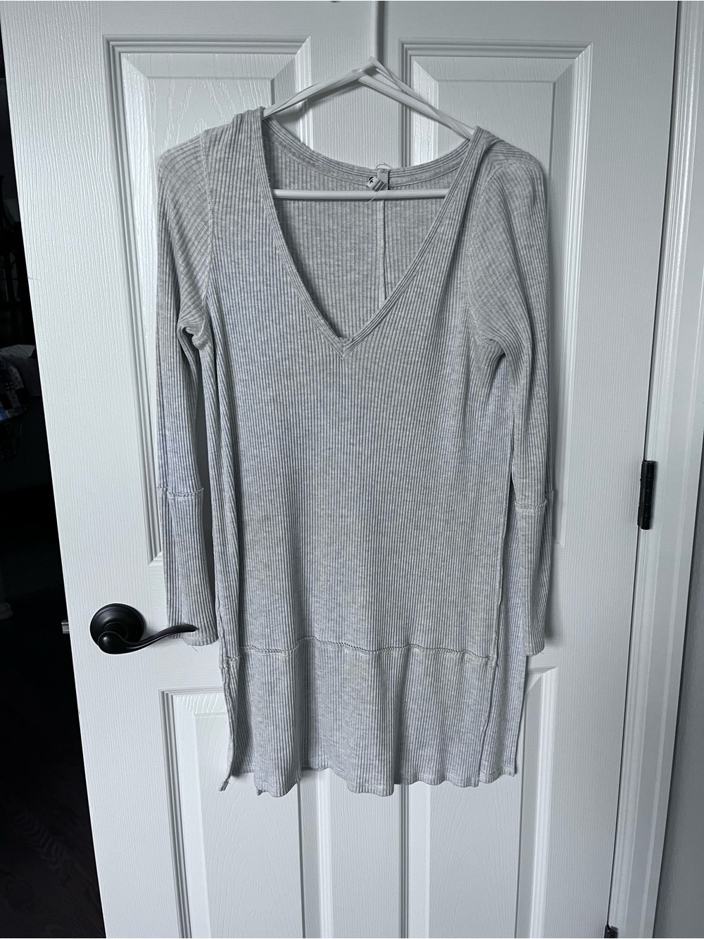 We The Free Heather Gray Ribbed V-Neck Tunic